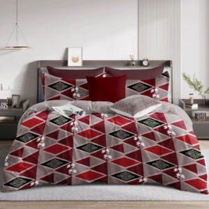 FeelsGood Home Decor Microfiber Double Bed Bedsheet with 2 Pillow Covers | 220cm x 230cm | Red & Golden Royal Floral Print