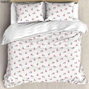 Premium Organic Cotton Double Bed Bedsheet | White Floral Sprig Design | 230x240 cm with 2 Pillow Covers | FeelsGood Home Decor