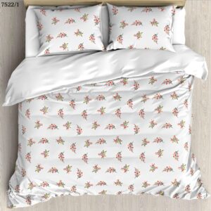 FeelsGood Home Decor Premium Organic Cotton Bedsheet | White Floral Print | Double Bed Set 230x240 cm | 2 Pillow Covers