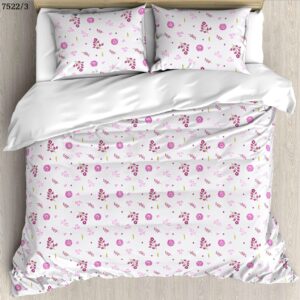 FeelsGood Home Decor White & Pink Floral Organic Cotton Double Bed Bedsheet (230x240 cm) with 2 Pillow Covers