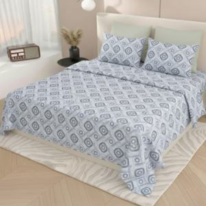 Bring a touch of modern structural elegance to your sanctuary. The Feelsgood Home Decor Architectural Collection is designed for the modern minimalist. Featuring a rhythmic, Art Deco-inspired geometric motif in warm cocoa tones, this bedsheet offers a clean yet cozy aesthetic. It is the perfect centerpiece for a contemporary bedroom that values symmetry and sophisticated neutral palettes. Signature Design: A unique repeating architectural pattern that adds visual depth and a "designer" feel to your space. Premium Material: Crafted from 100% long-staple cotton for a cool, crisp, and breathable sleeping experience. Oversized Luxury: Generous 108" x 108" dimensions ensure a perfect fit for deep-pocket King mattresses. Durable Elegance: Fade-resistant colors and anti-shrinkage treatment keep the fabric looking new for years.