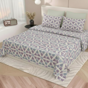 Infuse your space with a sense of calm, fluid movement. The Contemporary Collection by Feelsgood Home Decor features a captivating abstract concentric ring design in varying shades of Denim and Slate Blue. This pattern mimics the soothing ripples of water, creating a tranquil environment for restful sleep. Its cool-toned palette is ideal for bright, airy rooms and pairs beautifully with modern wood or metal furniture. Dynamic Contemporary Design: A stylish interlaced ring pattern that adds a modern, artistic edge to your home decor without overwhelming the senses. High-Thread Count Feel: Woven for a smooth, matte finish that feels incredibly soft against the skin and stays crisp through the night. Ultimate King Coverage: At 108" x 108", this sheet offers full coverage for large mattresses, staying securely tucked in for a neat appearance. Wash & Wear Durability: High-quality dyes and fabric processing ensure the blue tones stay vivid and the fabric remains soft after frequent laundering.