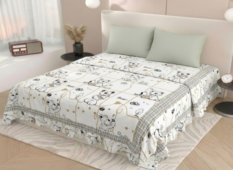 kids bedsheets soft cotton fabric close up