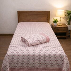 FeelsGood Rose Geo Print Premium Single Bed Top Sheet Set (60x90 Inches) | Lightweight Summer Blanket | Soft Breathable Fabric | Pack of 2