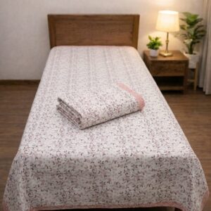 FeelsGood Dusty Rose Vine Premium Single Bed Top Sheet Set (60x90 Inches) | Lightweight Summer Blanket | Soft Breathable Fabric | Pack of 2